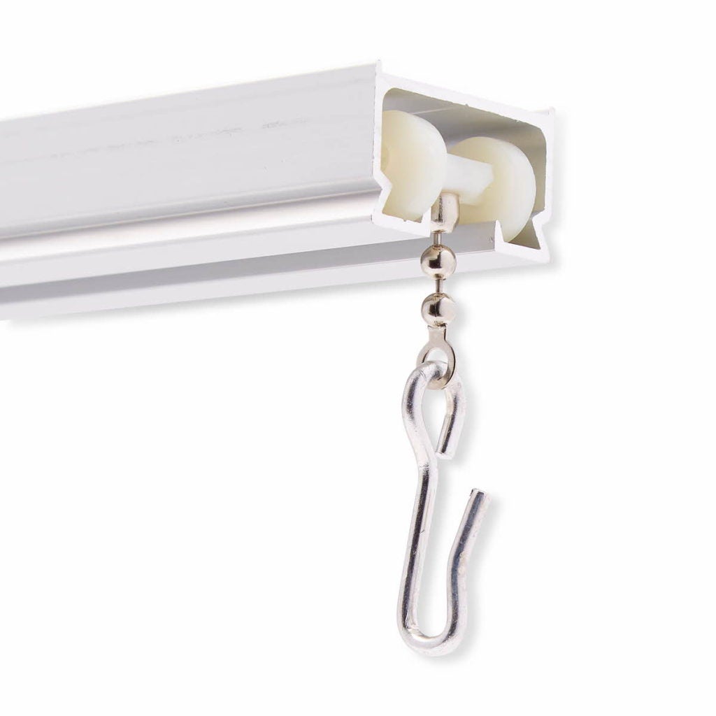 Cubicle track carrier, standard track, drop chain, beveled wheels