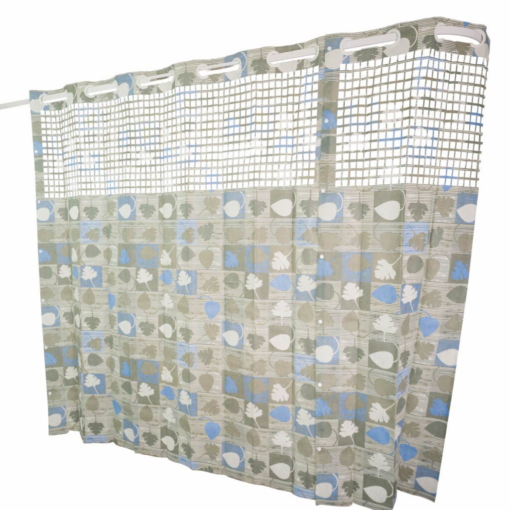On The Right Track disposable cubicle curtain, Boxed Leaf, G-ring