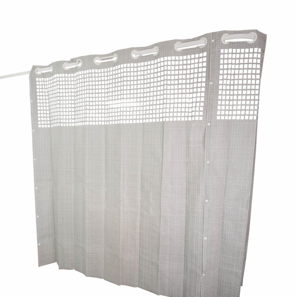 On The Right Track disposable cubicle curtain, Trellis Grey, G-ring