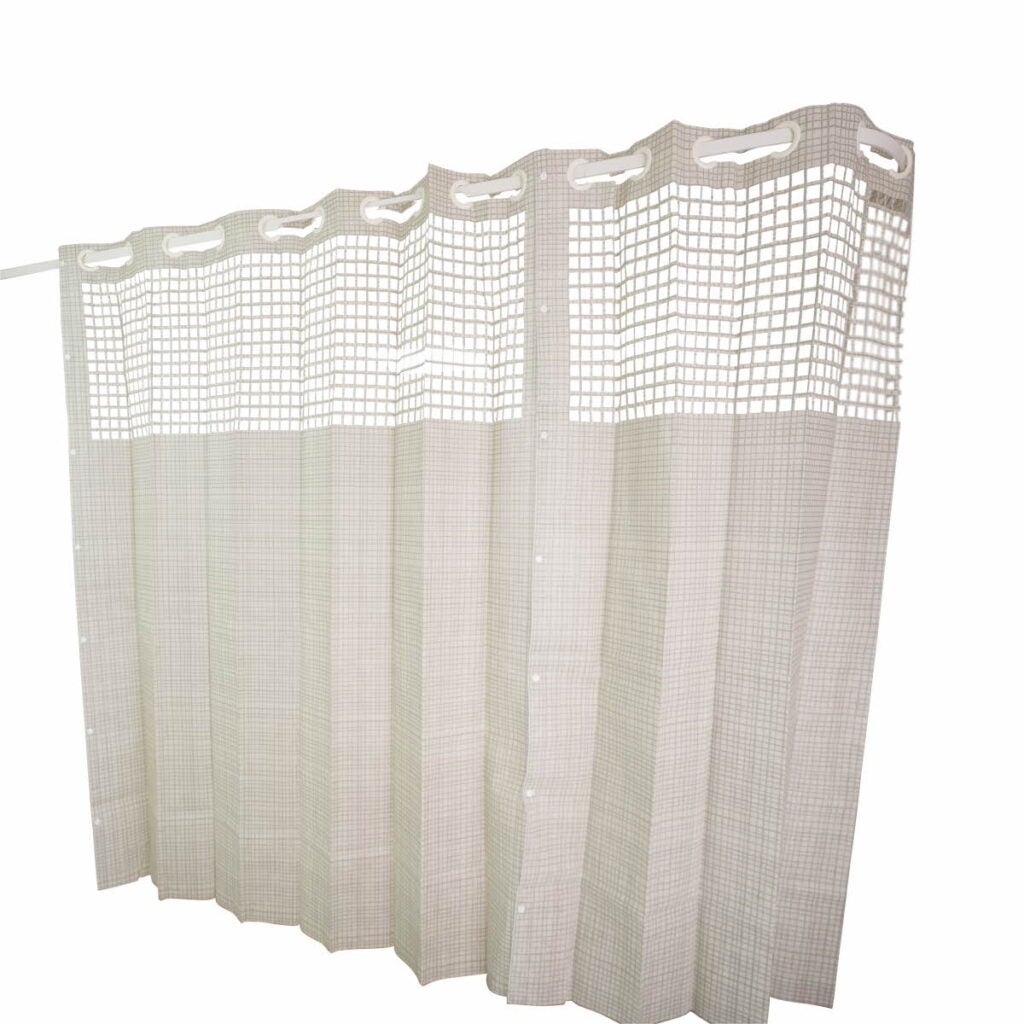 On The Right Track disposable cubicle curtain, Trellis Ivory, G-ring